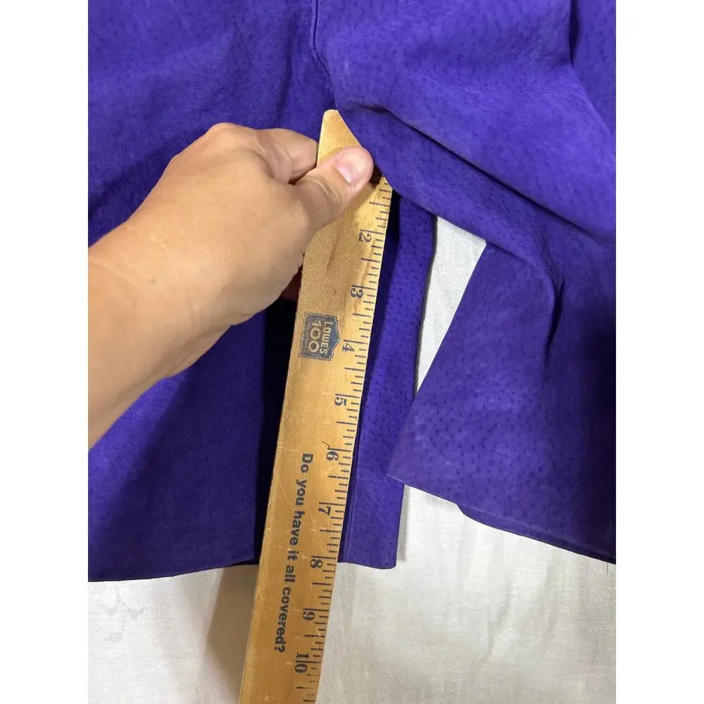 Vintage San Remo Leather Shorts 8 Purple Pleated Long Mom Lined Pebbled Suede